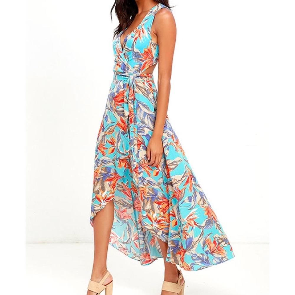 Lulu's Teal Orange Wrap Dress